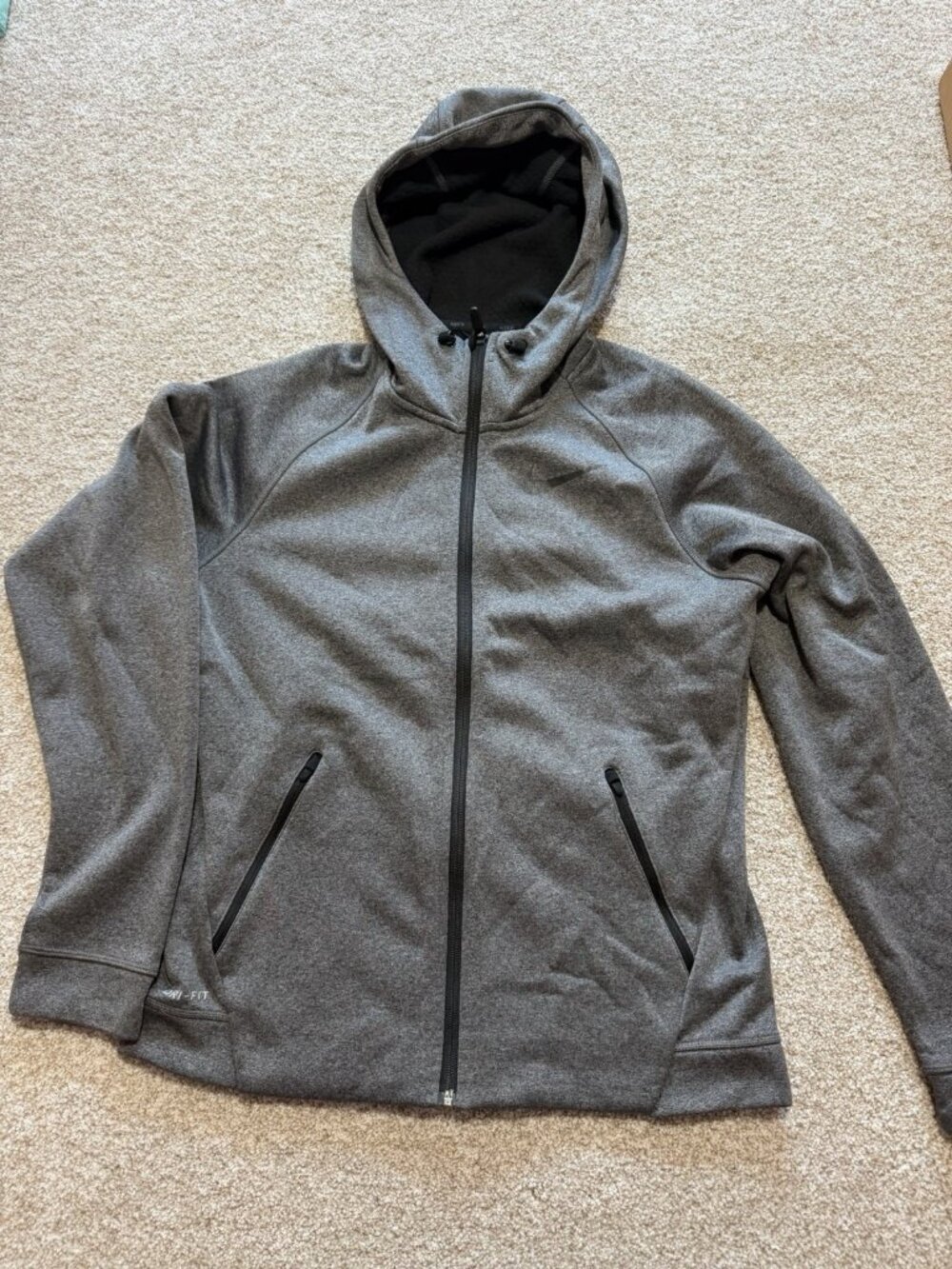 Mens Nike Gray Therma Sphere Hooded Full-Zip Jacket Size Medium